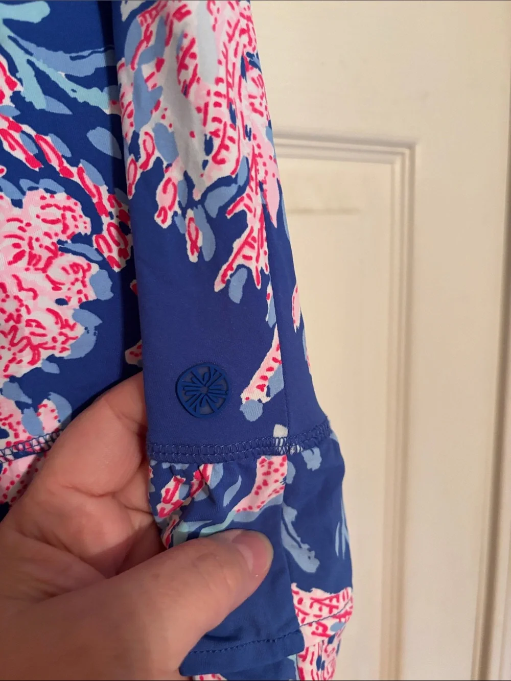 Lilly Pulitzer Luxletic Blue Skort with Pink Coral Print - Picture 3 of 4